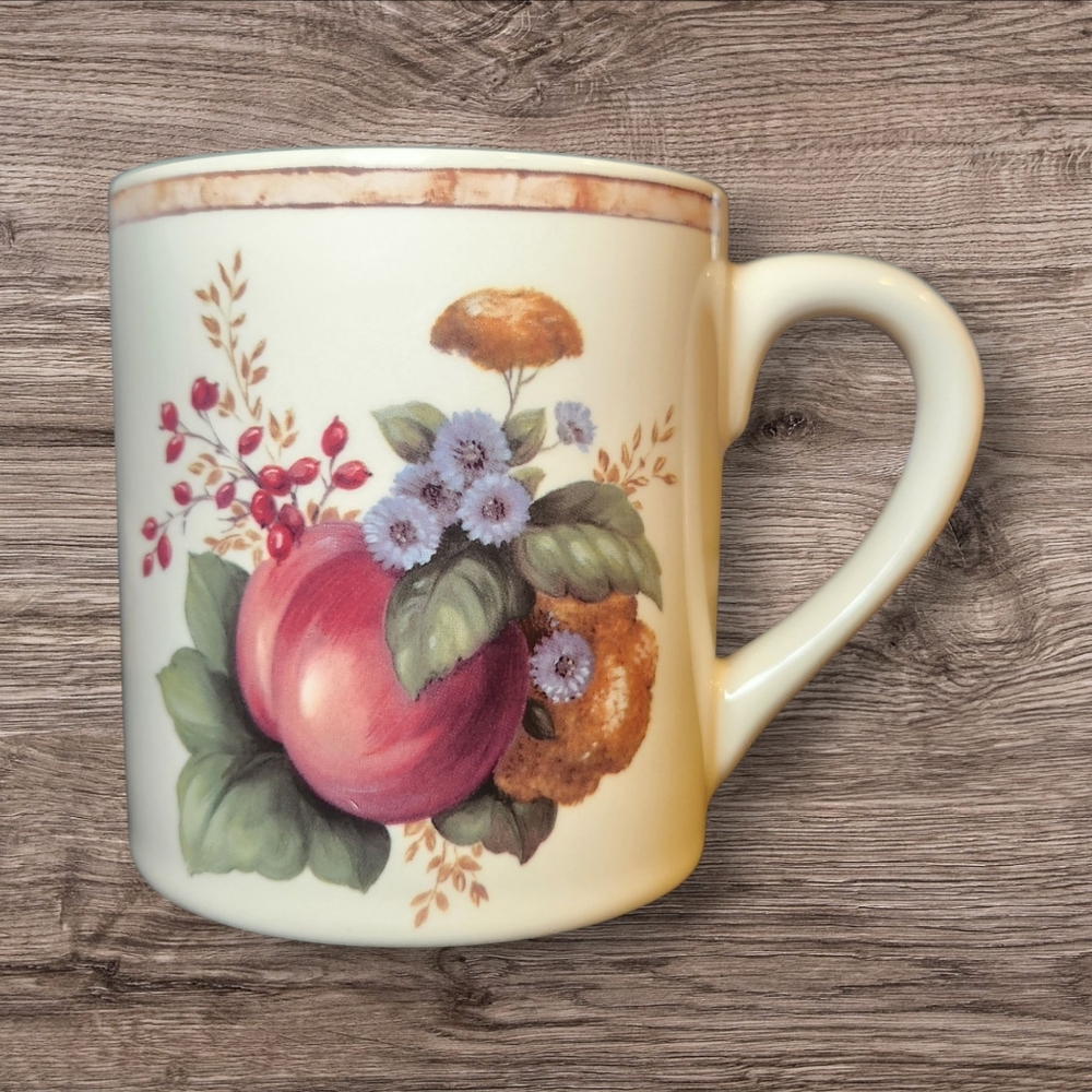 Vintage Certified International Pamela Gladding Windsor Apple Fruit Flowers Mug